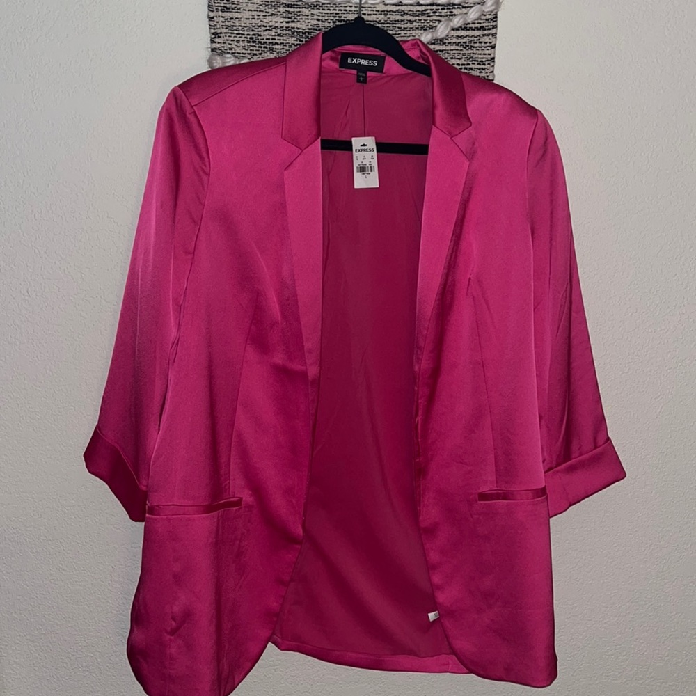 Express Satin Hot Pink Blazer in Large